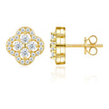 Evviva Moissanite Clover Stud Earrings in Gold-Tone Sterling Silver