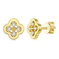 Fiorino Moissanite Clover Stud Earrings in Gold-Tone Sterling Silver