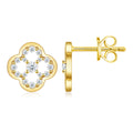 Finezza Moissanite Clover Stud Earrings in Gold-Tone Sterling Silver