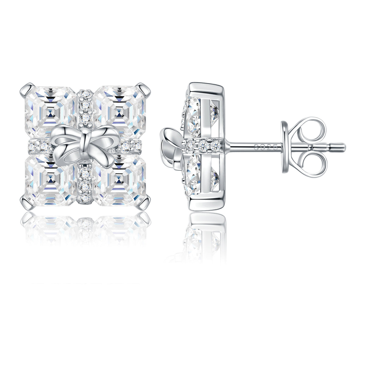 Dono Moissanite Gift Box Stud Earrings in Sterling Silver