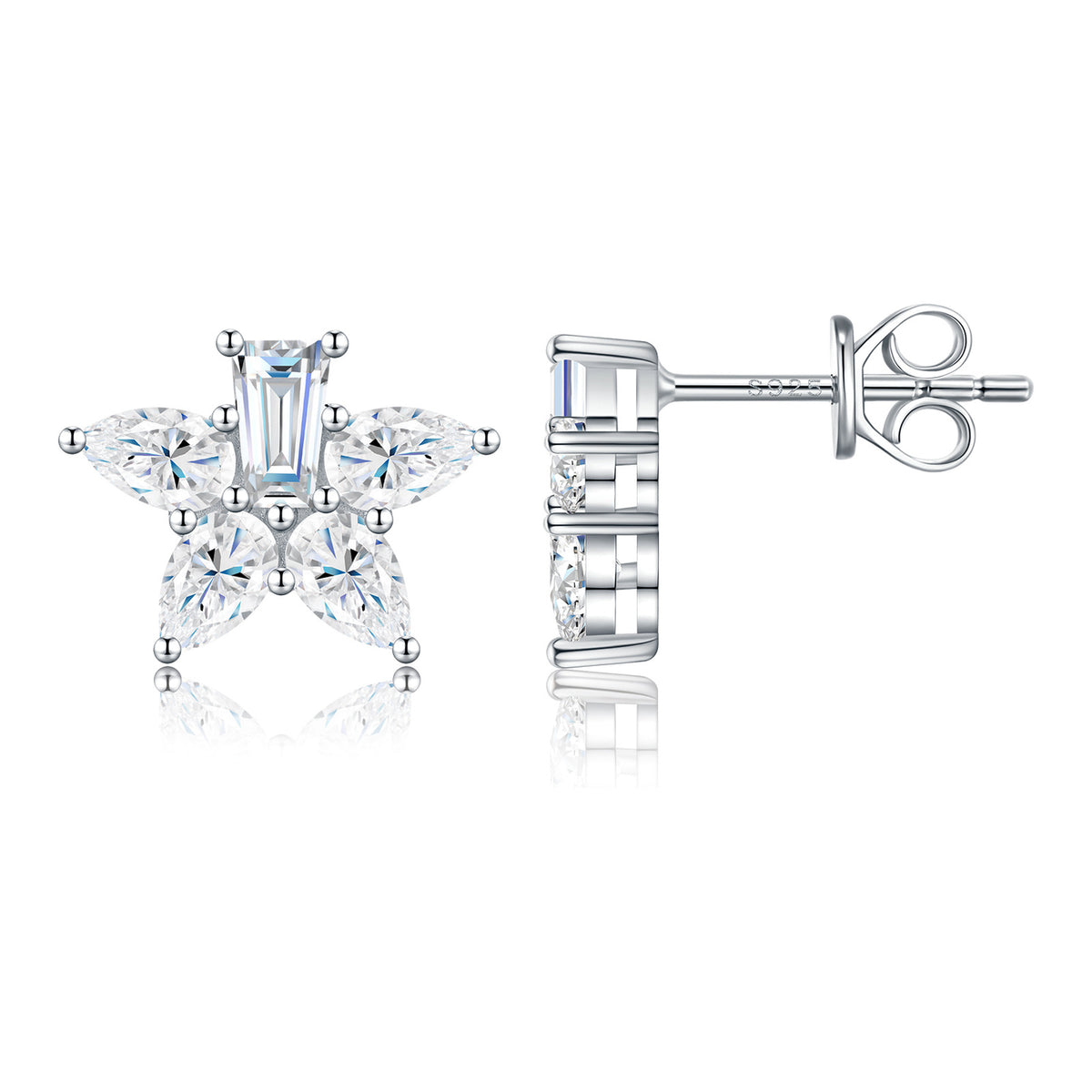 Favilla Moissanite Star Stud Earrings in Sterling Silver