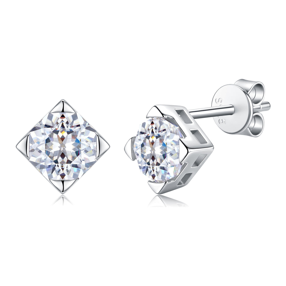 Dardo Octagon-Cut Moissanite Stud Earrings in Sterling Silver