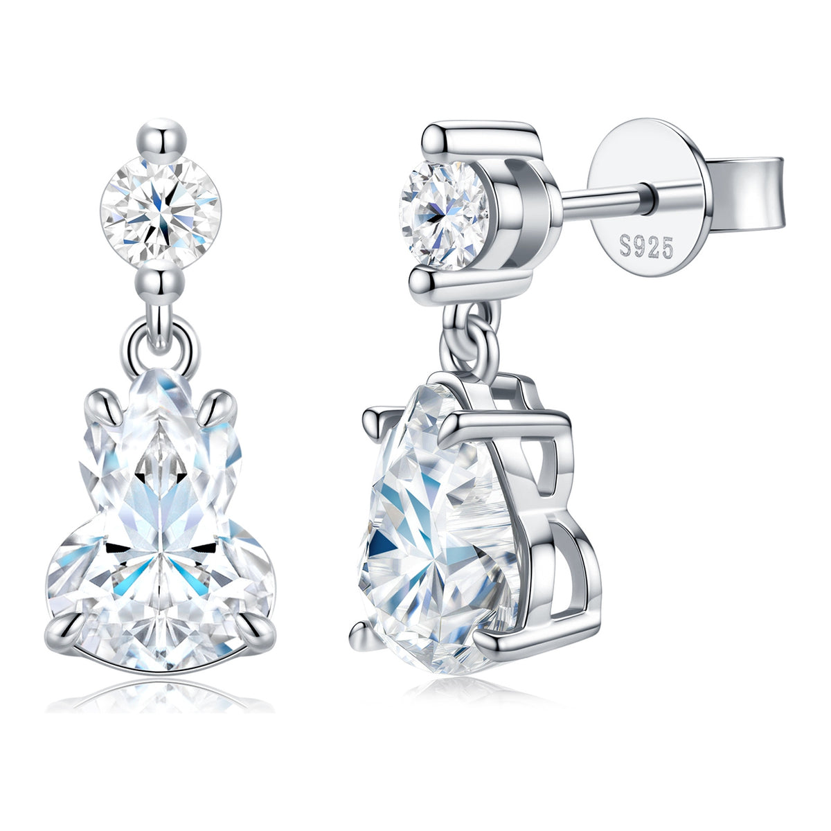 Fiaschetta Moissanite Drop Earrings in Sterling Silver