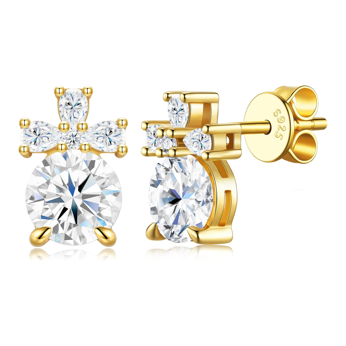 Dedica 1 Carat Moissanite Stud Earrings in Gold-Tone Sterling Silver
