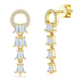 Festone Moissanite Tiered Drop Earrings in Gold-Tone Sterling Silver