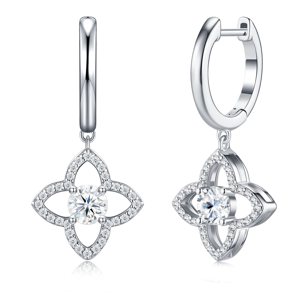 Estiva 0.5 Carat Moissanite Flower Drop Earrings in Sterling Silver