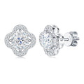 Fiaba Octagon-Cut Moissanite Clover Stud Earrings in Sterling Silver