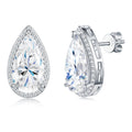 Fonte Pear-Cut Moissanite Halo Stud Earrings in Sterling Silver