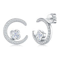 Fiorluna Moissanite Crescent Stud Earrings in Sterling Silver