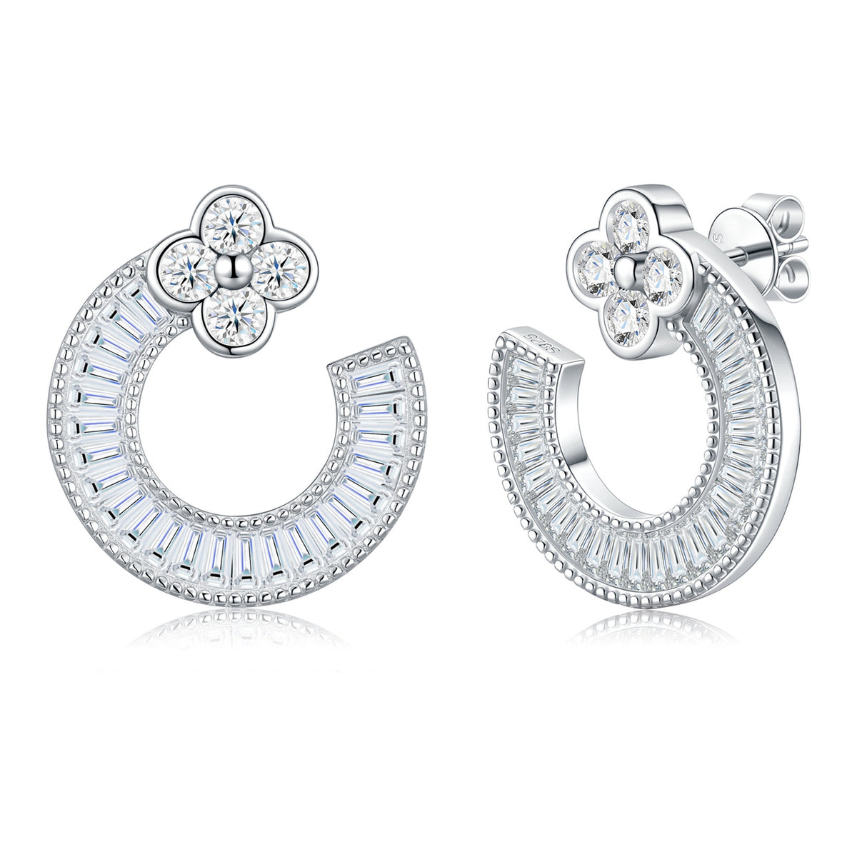 Fulgore Moissanite Open Circle Stud Earrings in Sterling Silver