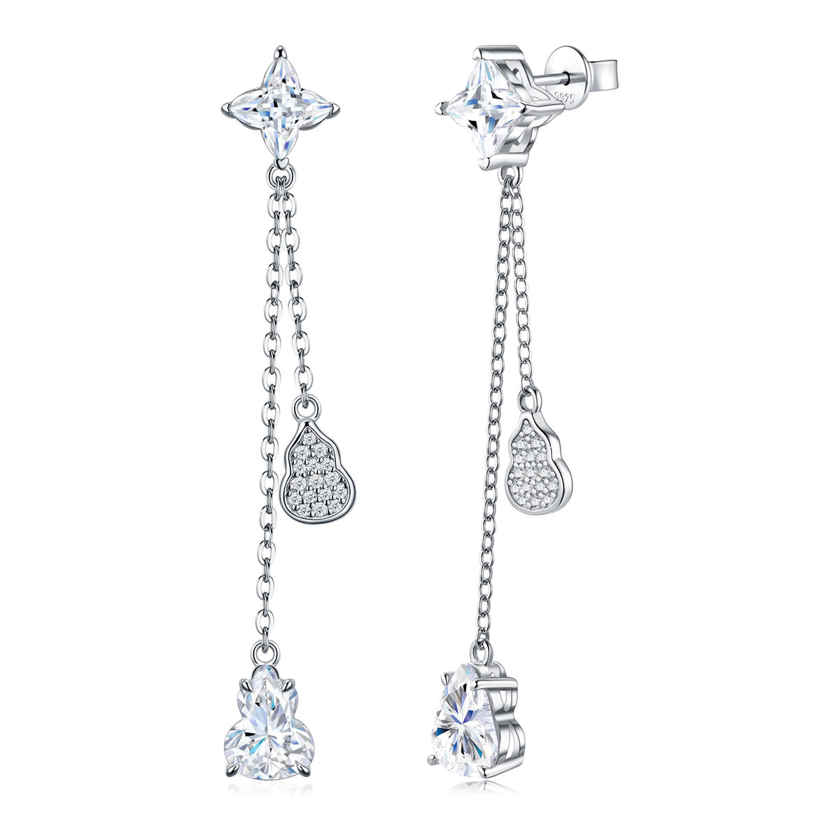 Dovizia Moissanite Chain Drop Earrings in Sterling Silver