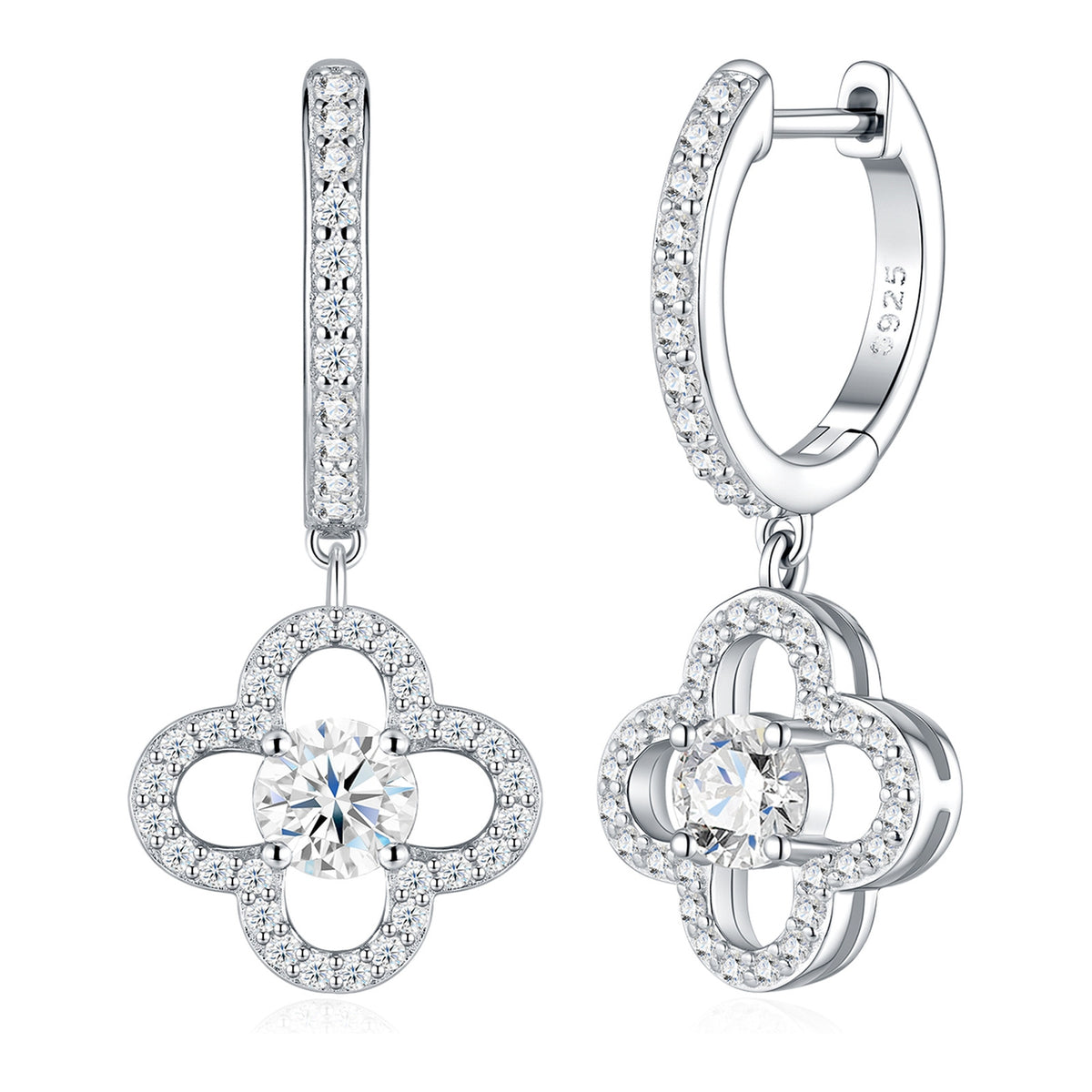 Felice 0.5 Carat Moissanite Clover Drop Earrings in Sterling Silver