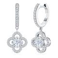 Favola Moissanite Clover Drop Huggie Earrings in Sterling Silver