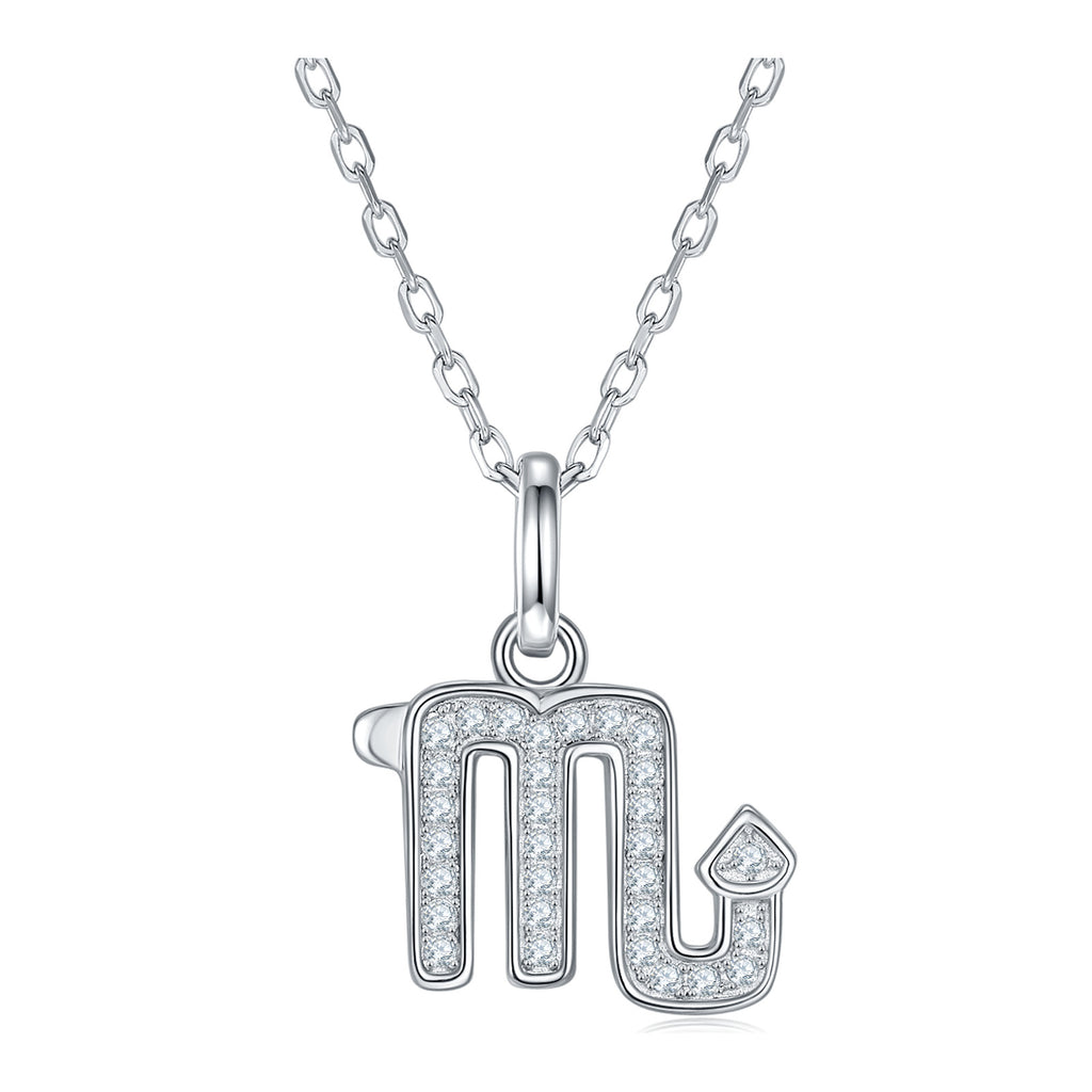Intensa Moissanite Pavé Scorpio Zodiac Pendant Necklace in Sterling Silver
