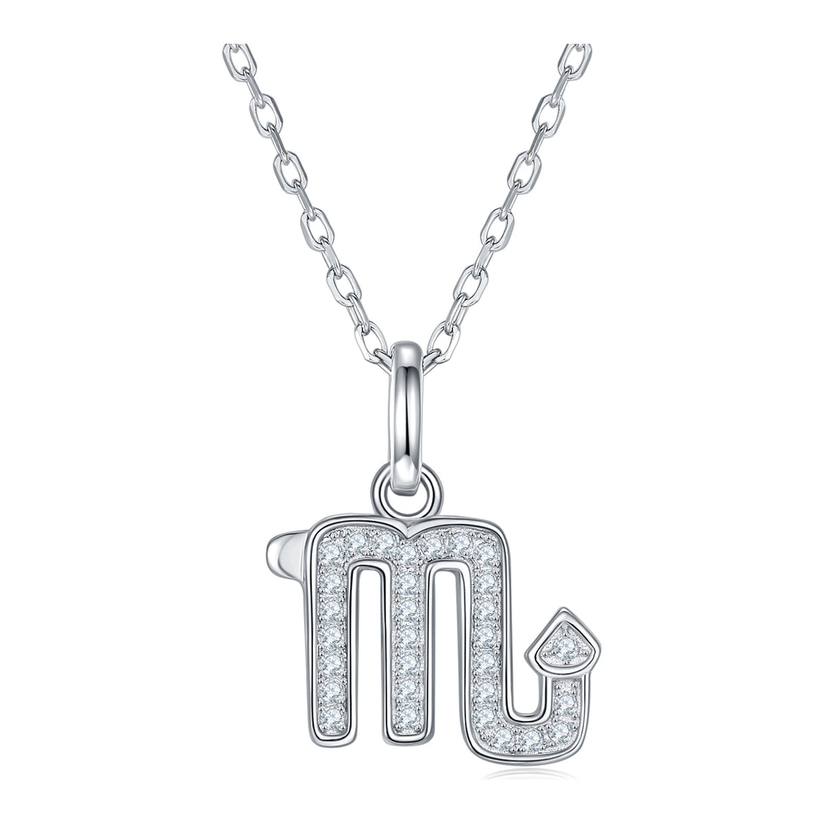 Intensa Moissanite Pavé Scorpio Zodiac Pendant Necklace in Sterling Silver