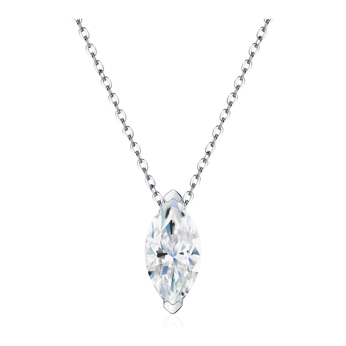 Gondola Marquise-Cut Moissanite Solitaire Necklace in Sterling Silver