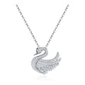 Glissade Moissanite Pavé Swan Pendant Necklace in Sterling Silver