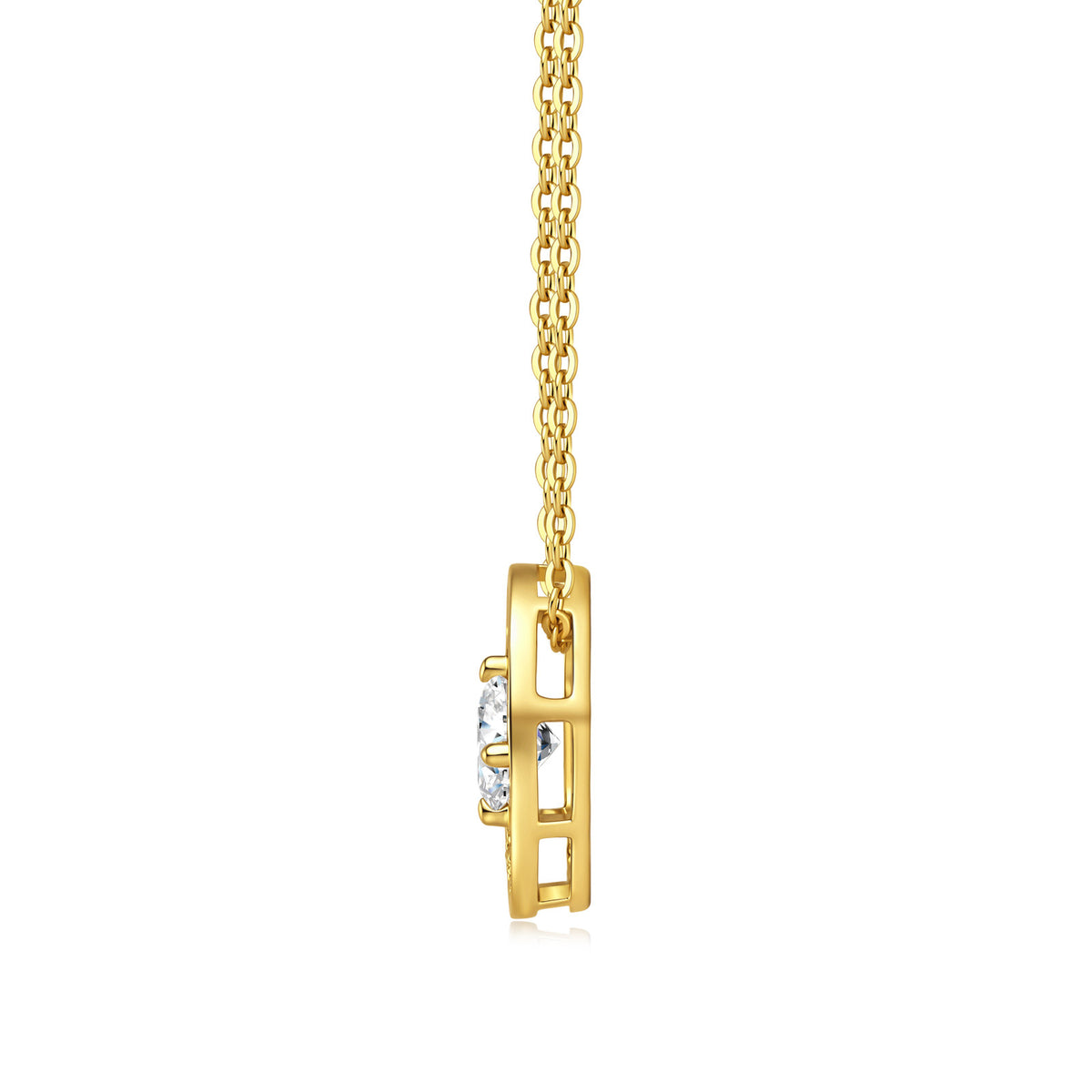 Glow 1 Carat Moissanite Sunburst Necklace in Gold-Tone Sterling Silver, product photo on white background