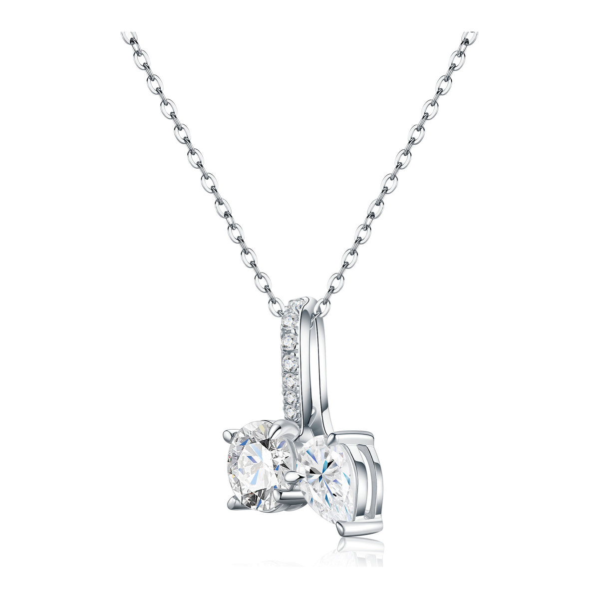 Incontro 1 Carat Moissanite Two-Stone Necklace in Sterling Silver