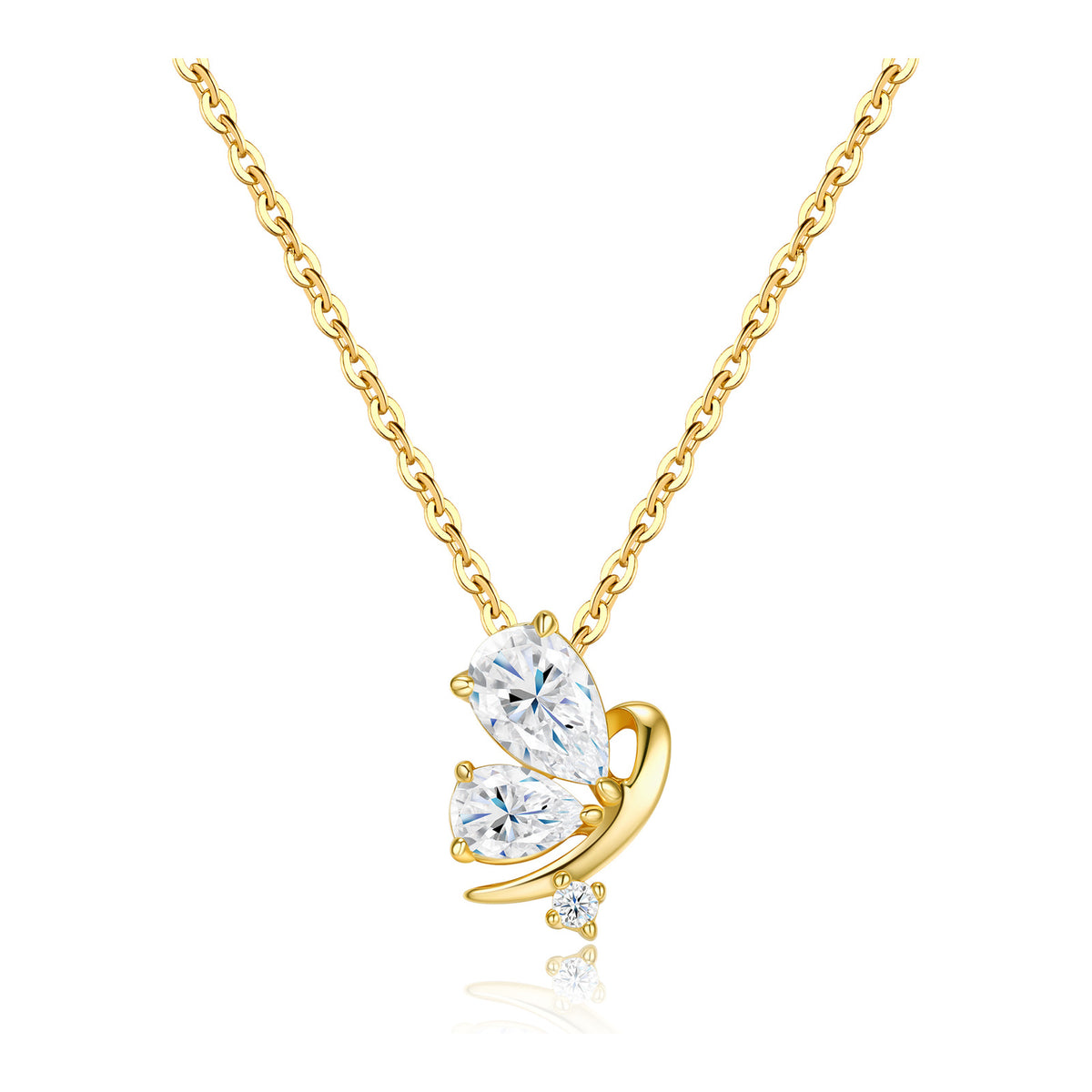 Ginestra Moissanite Pear Pendant Necklace in Gold-Tone Sterling Silver