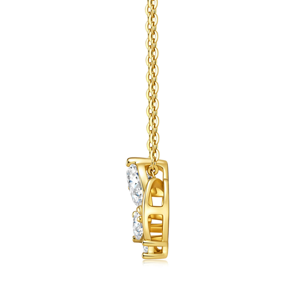 Ginestra Moissanite Pear Pendant Necklace in Gold-Tone Sterling Silver, product photo on white background