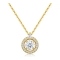 Gloria 1 Carat Moissanite Halo Necklace in Gold-Tone Sterling Silver
