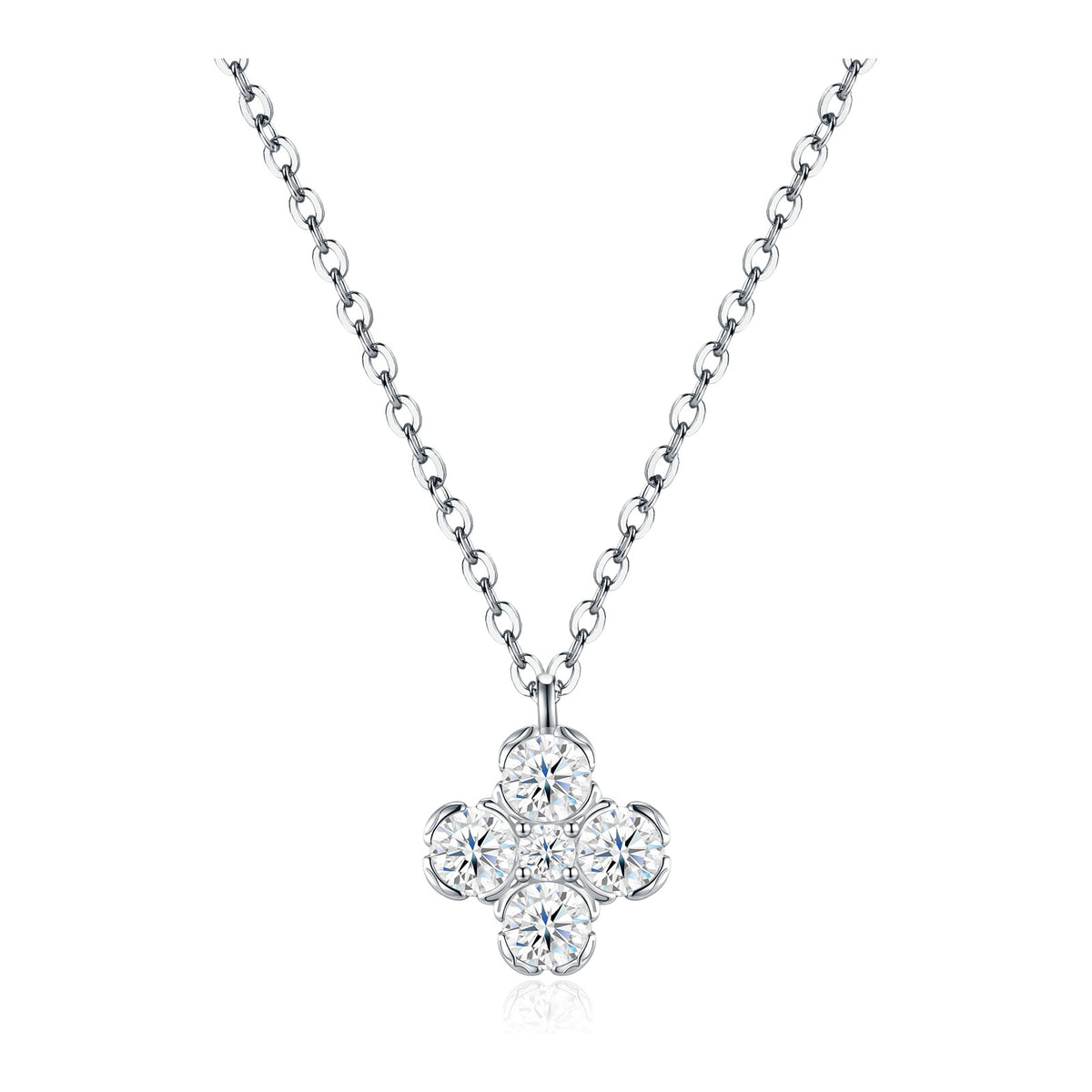 Iberis Moissanite Clover Pendant Necklace in Sterling Silver