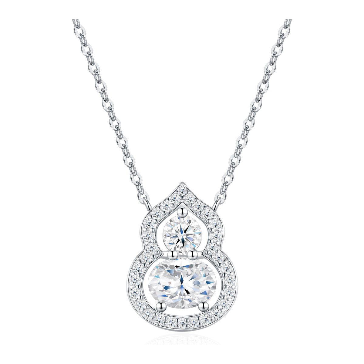 Hydria Oval-Cut Moissanite Halo Pendant Necklace in Sterling Silver