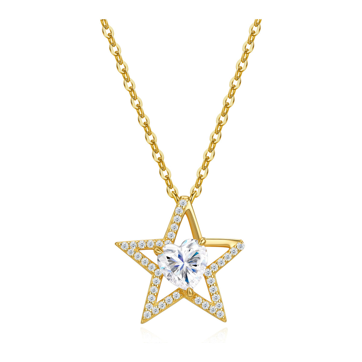 Hesper Moissanite Star Pendant Necklace in Gold-Tone Sterling Silver