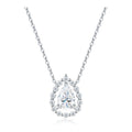 Iridata Pear-Cut Moissanite Halo Pendant Necklace in Sterling Silver