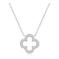 Hibernia Moissanite Pavé Open Clover Necklace in Sterling Silver
