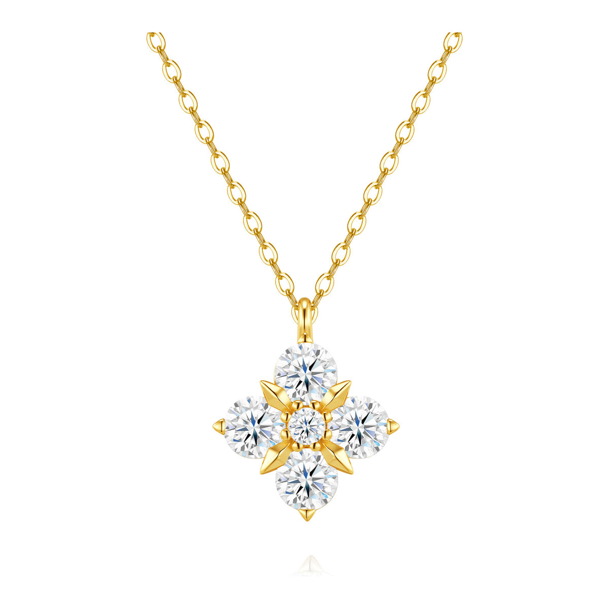 Giglio Moissanite Flower Pendant Necklace in Gold-Tone Sterling Silver