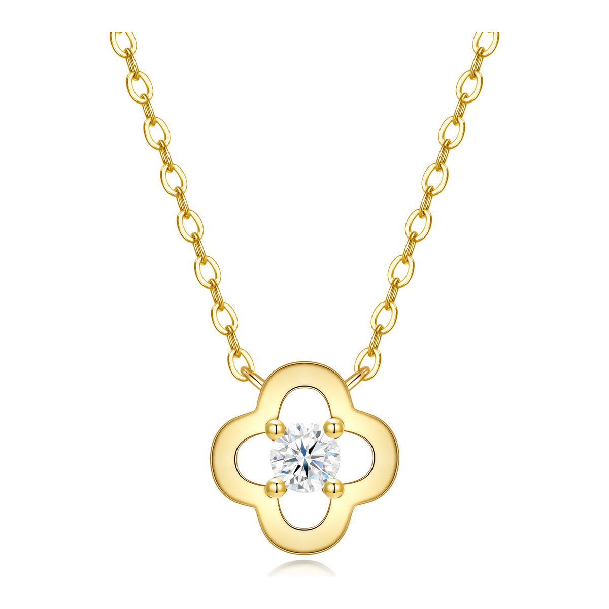 Isola Moissanite Open Clover Necklace in Gold-Tone Sterling Silver