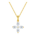Gala Pear-Cut Moissanite Clover Necklace in Gold-Tone Sterling Silver