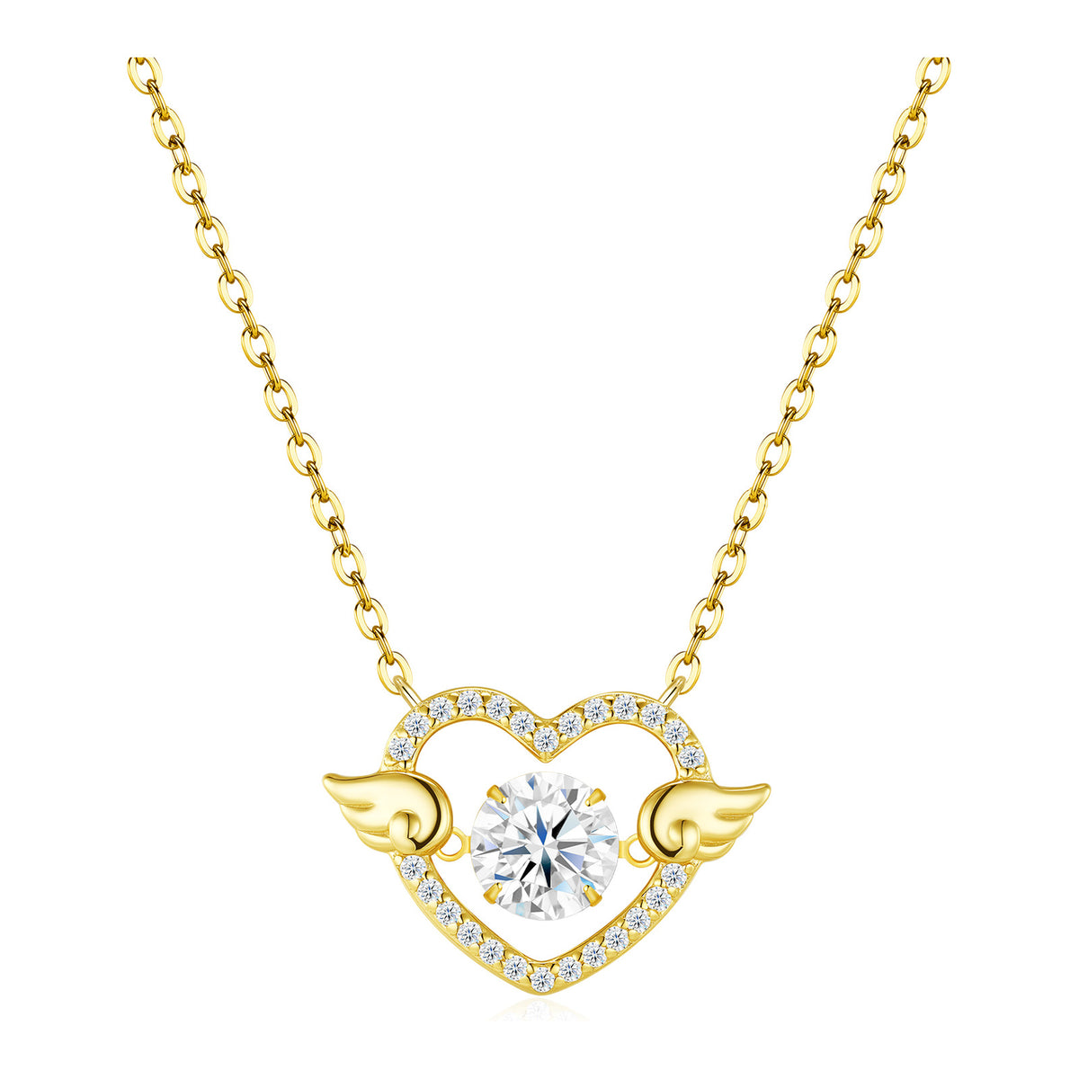 Heaven 1 Carat Moissanite Heart Necklace in Gold-Tone Sterling Silver