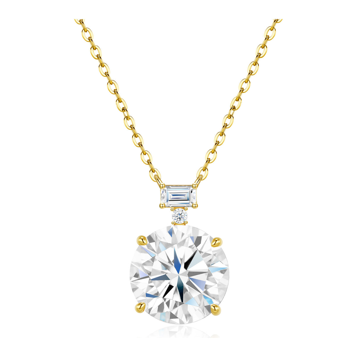 Gigante 10 Carat Moissanite Drop Necklace in Gold-Tone Sterling Silver