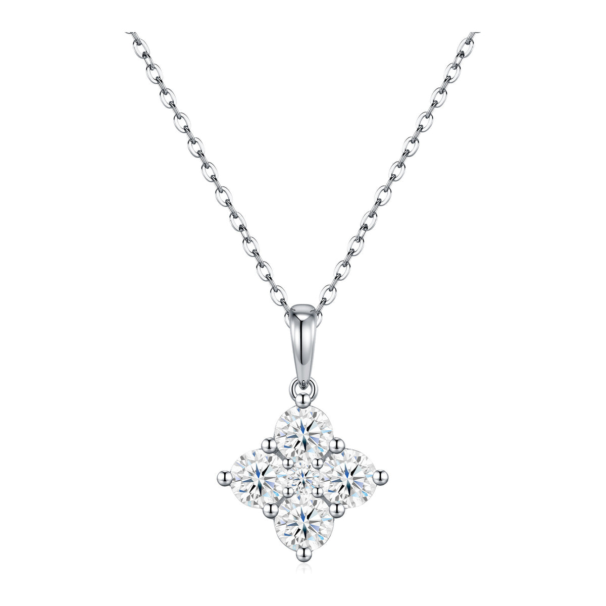 Grappolo Moissanite Cluster Necklace in Sterling Silver