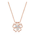 Heartleaf Moissanite Clover Necklace in Rose Gold-Tone Sterling Silver