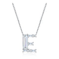 Initial E Moissanite Baguette Necklace in Sterling Silver