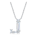 Initial J Moissanite Baguette Necklace in Sterling Silver