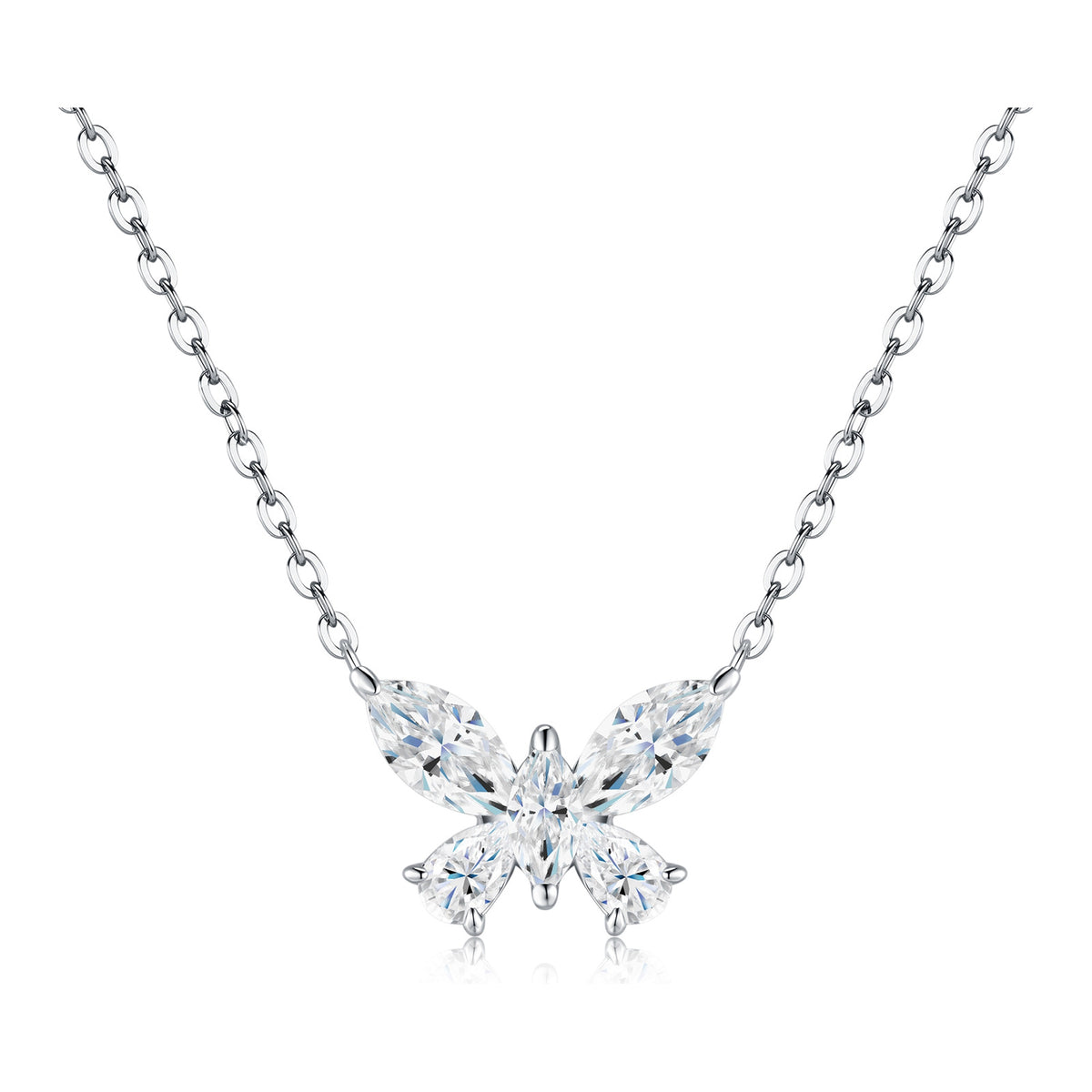 Leggera Moissanite Butterfly Necklace in Sterling Silver