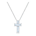 Laudate Emerald-Cut Moissanite Cross Necklace in Sterling Silver