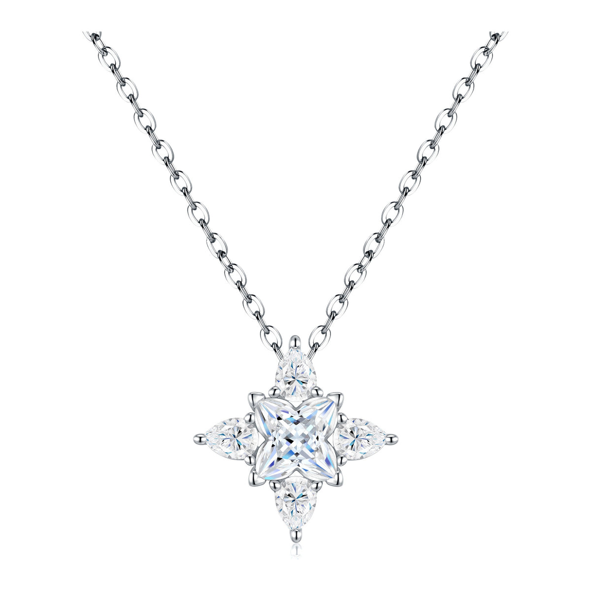 Lodestar Moissanite Star Pendant Necklace in Sterling Silver