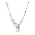Initial Y Moissanite Baguette Necklace in Sterling Silver