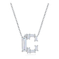 Initial C Moissanite Baguette Necklace in Sterling Silver