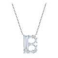 Initial B Moissanite Baguette Necklace in Sterling Silver