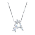 Initial A Moissanite Baguette Necklace in Sterling Silver