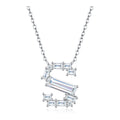 Initial S Moissanite Baguette Necklace in Sterling Silver