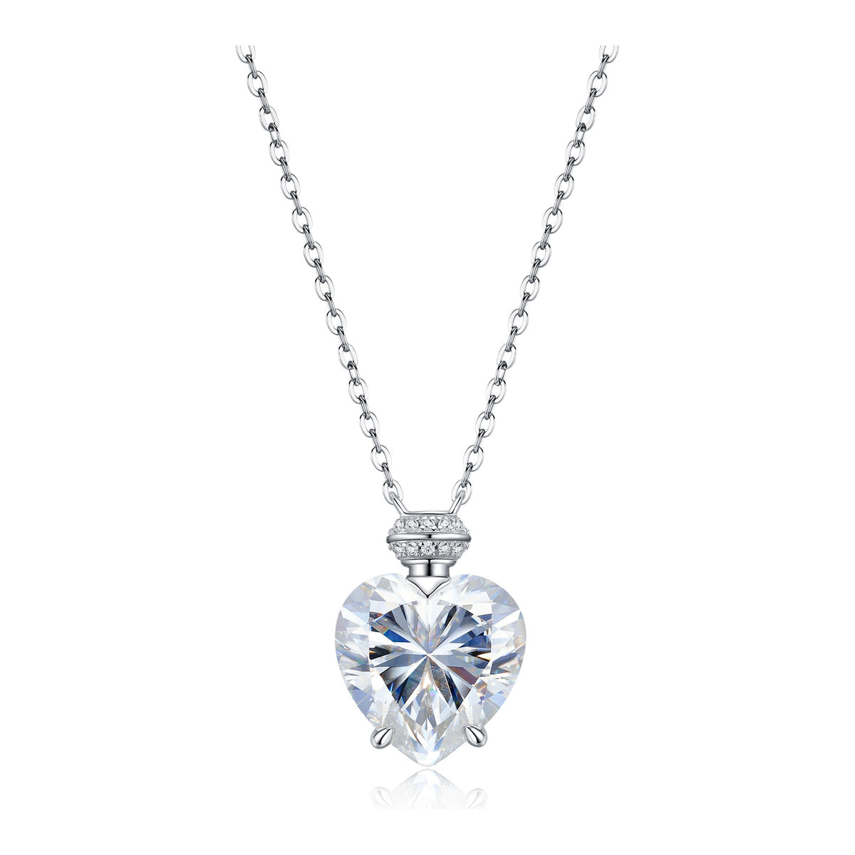 Lovelight Moissanite Heart Pendant Necklace in Sterling Silver