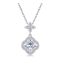 Lilac Moissanite Clover Halo Drop Necklace in Sterling Silver
